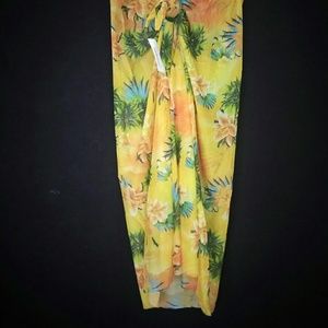 Orange hawaiian floral print wrap coverup